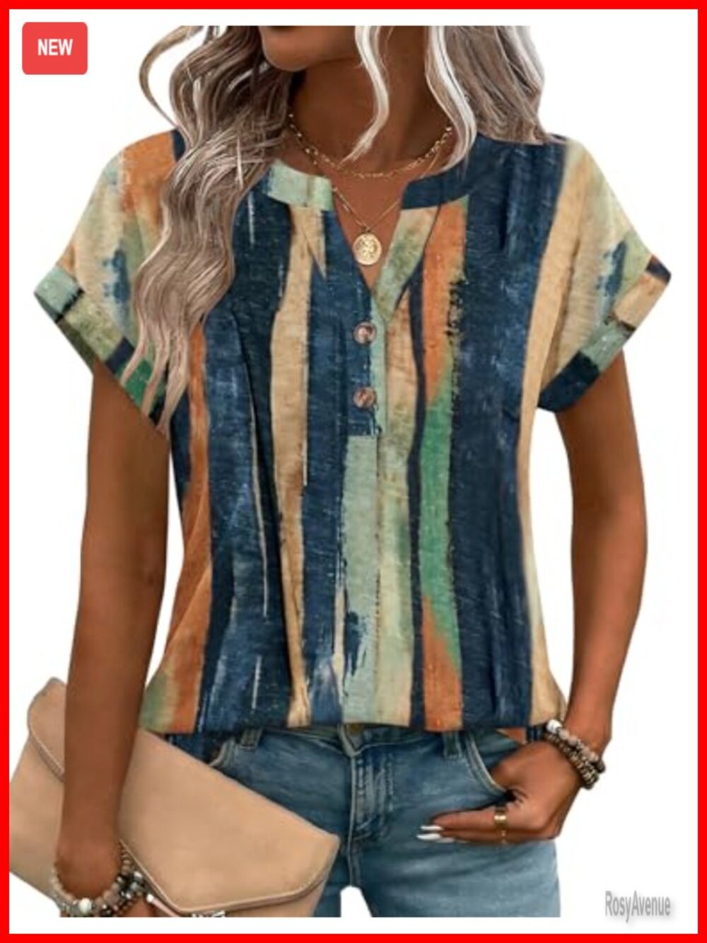 Women's V-Neck Short Sleeve Blouse - Stretch Work Top